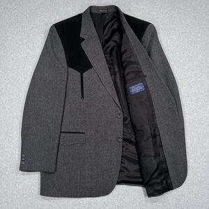 Circle S Western Blazer 48L Gray Black Polyester USA Made Yokes Cowboy Jacket
